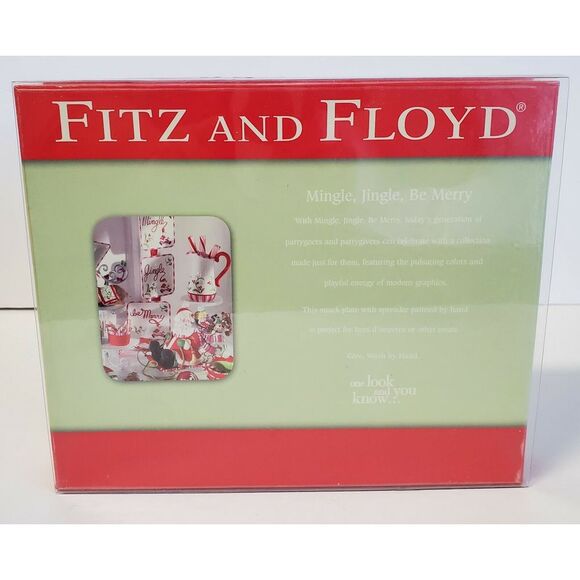 Fitz & Floyd Mingle, Jingle, Be Merry 6" Snack Plate and Spreader 2006 NEW - Picture 7 of 9